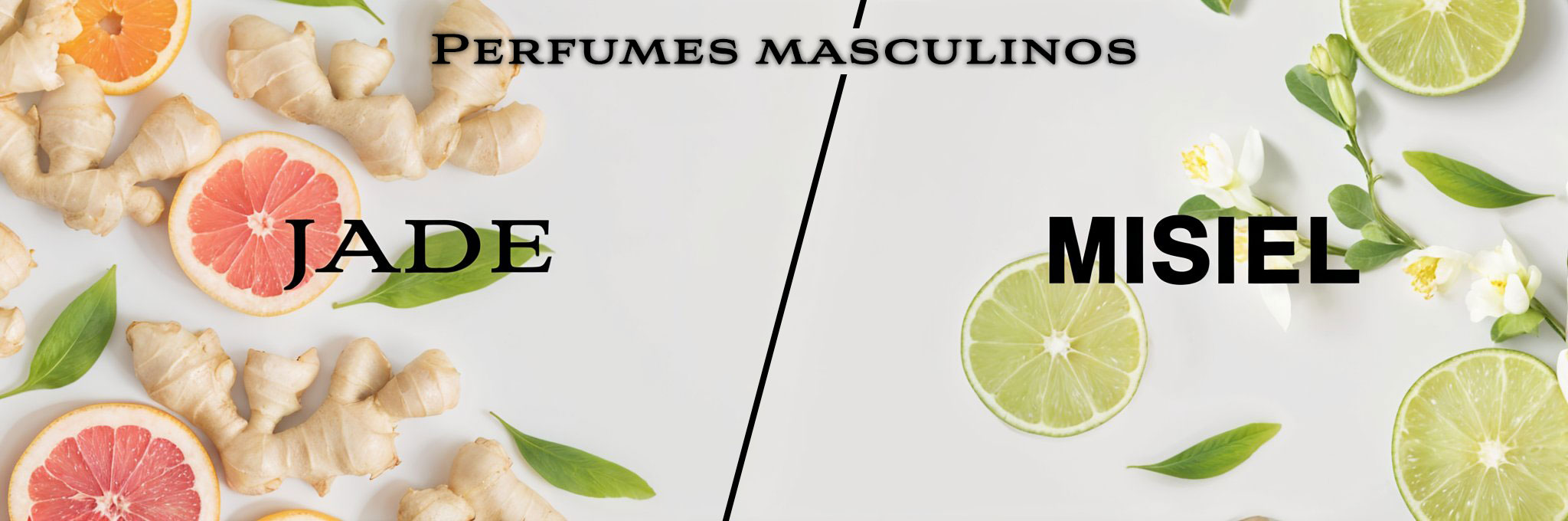 Perfumes masculinos de equivalencia duraderos y baratos: Jade con notas de jengibre y pomelo, y Misiel con lima y flor de azahar. Descubre fragancias inspiradas en alta perfumería con excelente fijación.